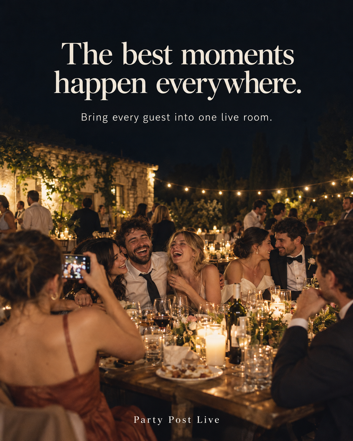 Wedding guests celebrating together